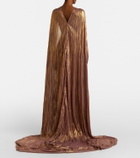 Marmar Halim Caped pleated bustier gown