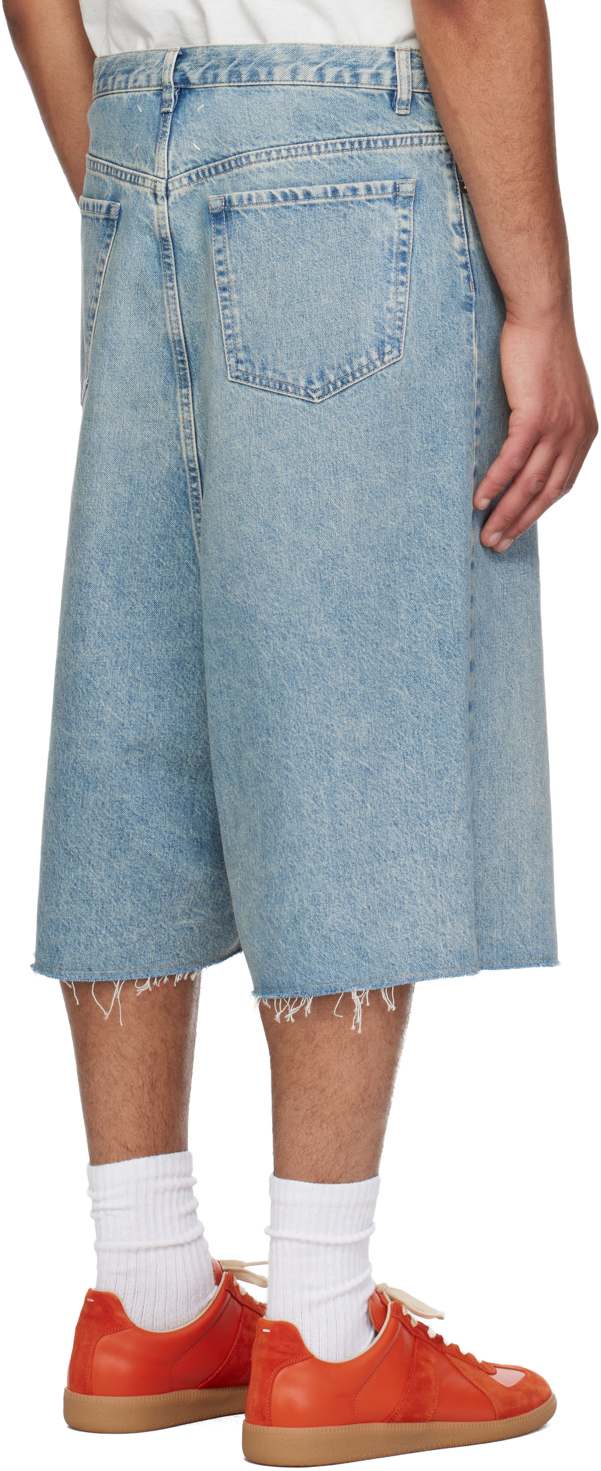 Maison Margiela Blue Dropped-Rise Bermuda Denim Shorts
