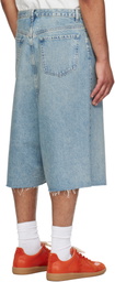 Maison Margiela Blue Dropped-Rise Bermuda Denim Shorts