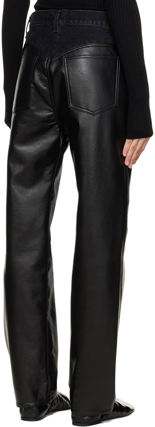 AGOLDE Leather Blend Black Straight Leg Pants — BLOGGER ARMOIRE