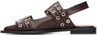 GANNI Brown Feminine Buckle Ballerina Flats