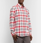 Thom Browne - Button-Down Collar Checked Cotton-Flannel Shirt - Red