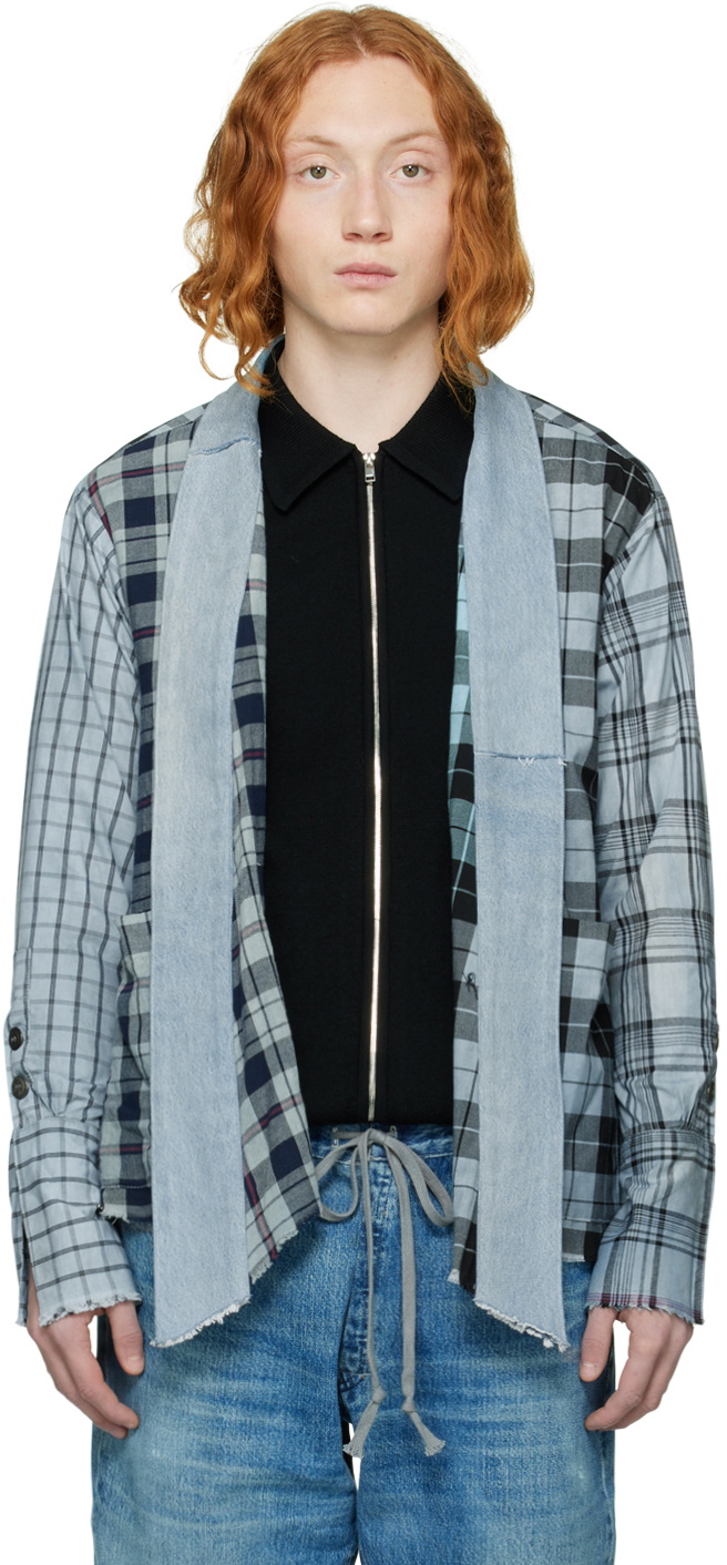 Blue plaid cardigan best sale