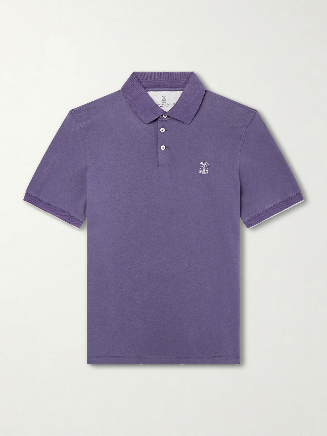 Brunello Cucinelli - Logo-Embroidered Cotton-Piqué Polo Shirt - Purple