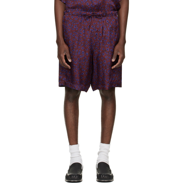 Photo: Dries Van Noten Red & Purple Viscose Shorts