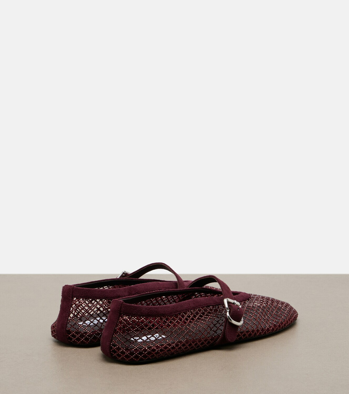 Alaïa Embellished fishnet ballet flats
