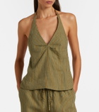 Staud Corso striped halterneck linen top
