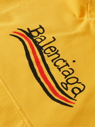 Balenciaga - Distressed Logo-Print Cotton-Jersey Hoodie - Yellow