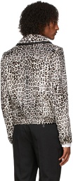 Saint Laurent White & Black Fur Leopard Print Jacket