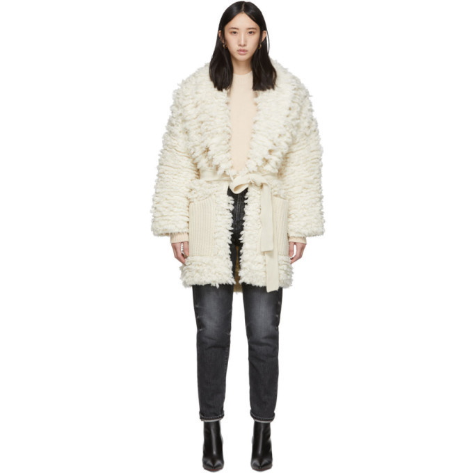 Alanui White Faux-Fur Stitches Coat