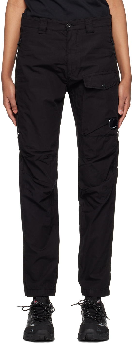C.P. Company Black Garment-Dyed Trousers