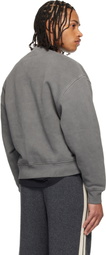 Palm Angels Gray Neck Logo Regular Crewneck Sweatshirt