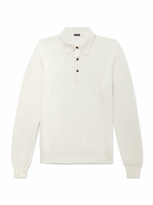 Photo: Kiton - Ribbed Cashmere Polo Shirt - White