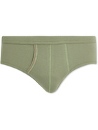 Hemen Biarritz - Etor Ribbed Organic Stretch-Cotton Briefs - Green