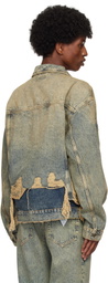 GUESS USA Blue Distressed Denim Jacket