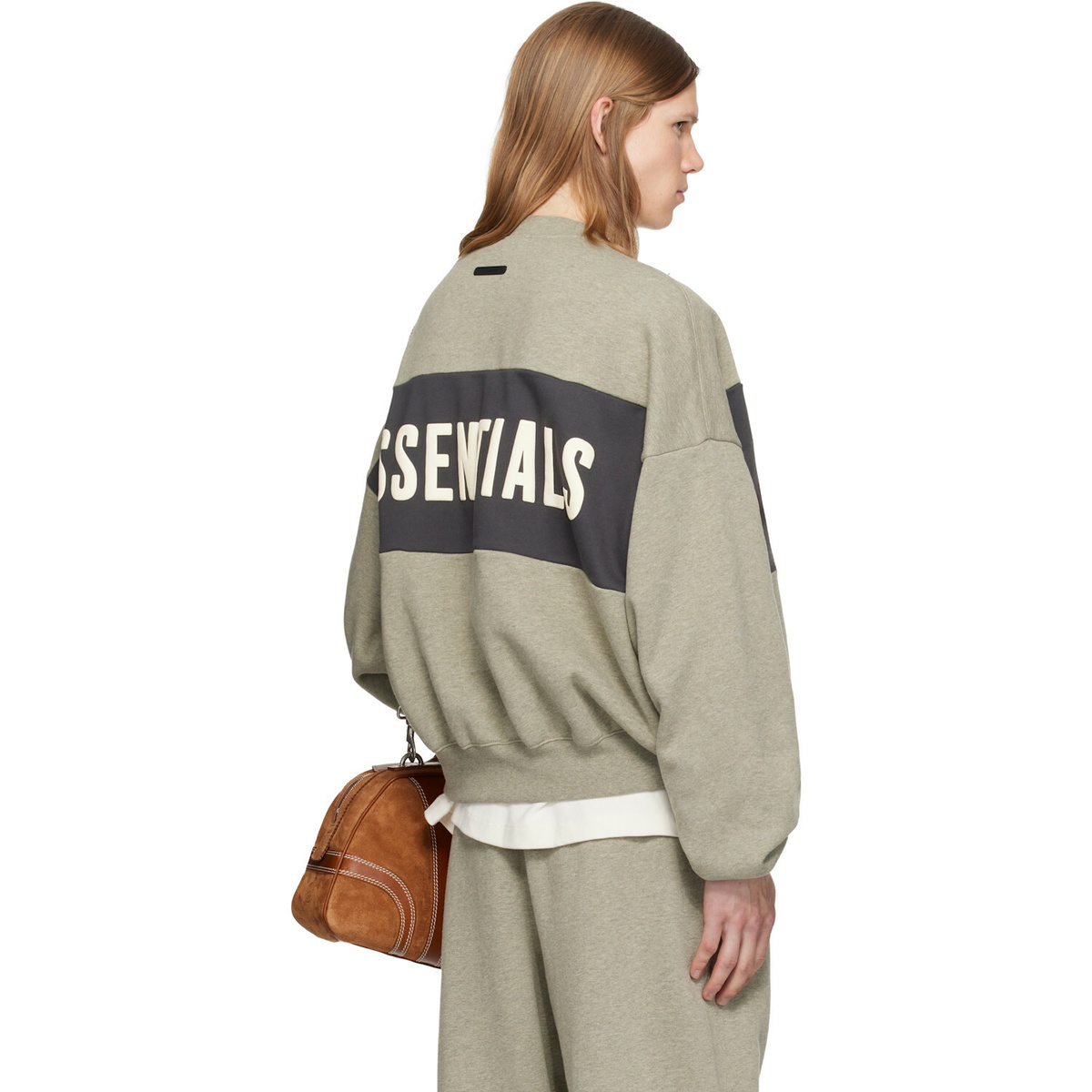 Fear of God ESSENTIALS Gray Cropped Relaxed Panelled Sweatshirt