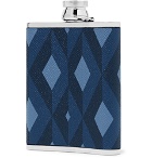 Dunhill - 6oz Cadogan Printed Full-Grain Leather and Stainless Steel Flask - Men - Blue