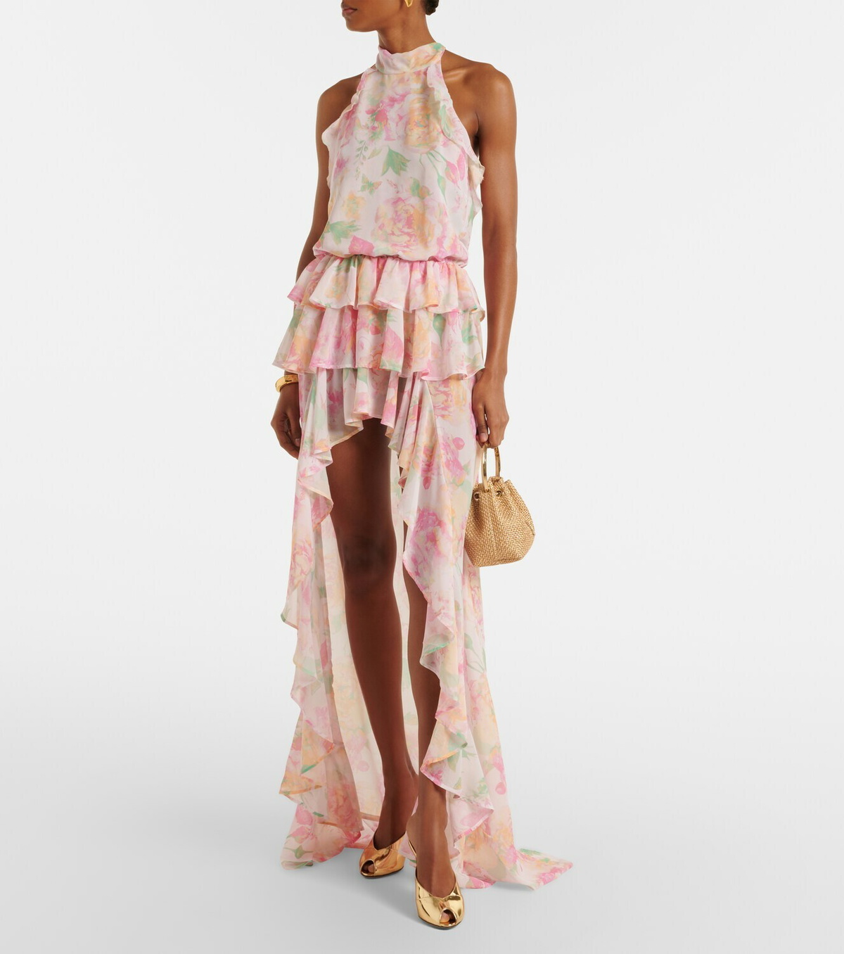 Bananhot Malena floral ruffled asymmetric maxi dress