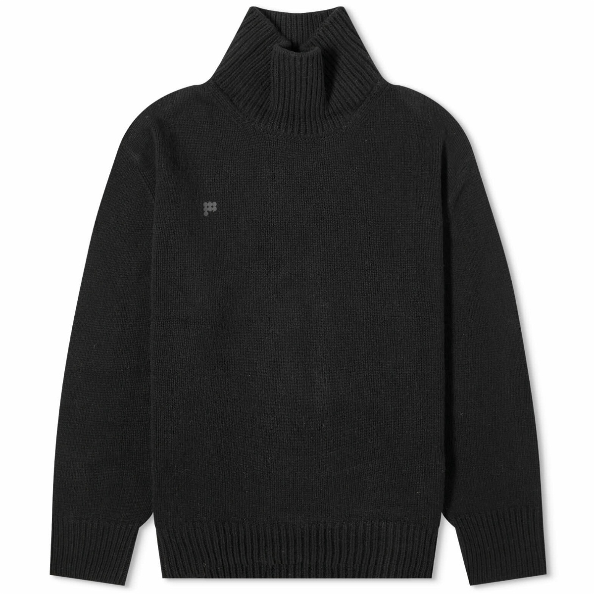 Photo: Pangaia Men's Recycled Cashmere Knit Chunky Turtleneck Sweater in Black
