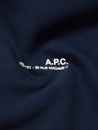 A.P.C. - Logo-Print Cotton-Jersey Hoodie - Blue