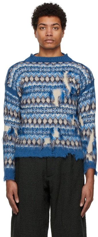 Photo: Maison Margiela Blue Jacquard Sweater