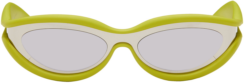 Bottega Veneta Silver & Yellow Hem Sunglasses Bottega Veneta display picture 1