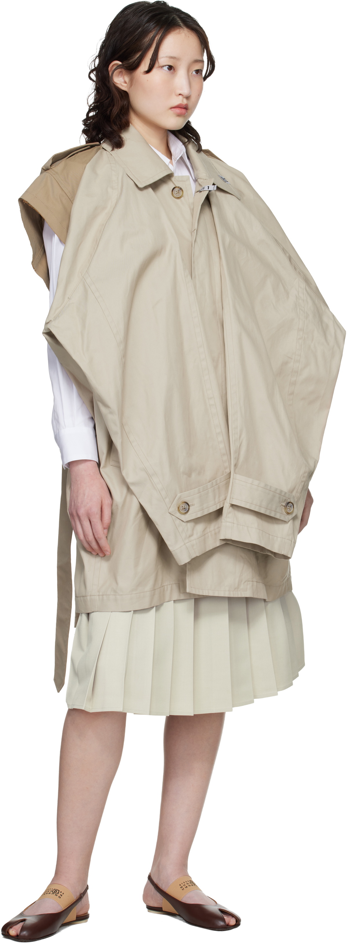 Maison MIHARA YASUHIRO Beige Vest Combined Balmacaan Trench Coat