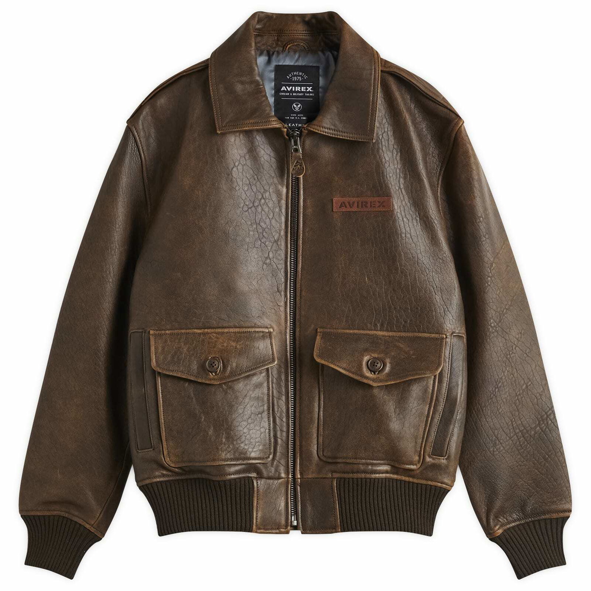 Avirex Men's Sky Charmer A-2 Leather Jacket in Vintage Brown Avirex