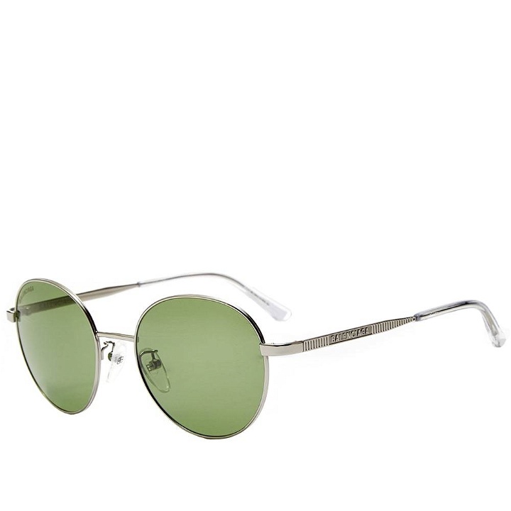 Photo: Balenciaga Round Sunglasses Ruthenium & Green