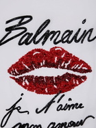 Balmain & Lips Embroid T-Shirt - Reg Fit in White
