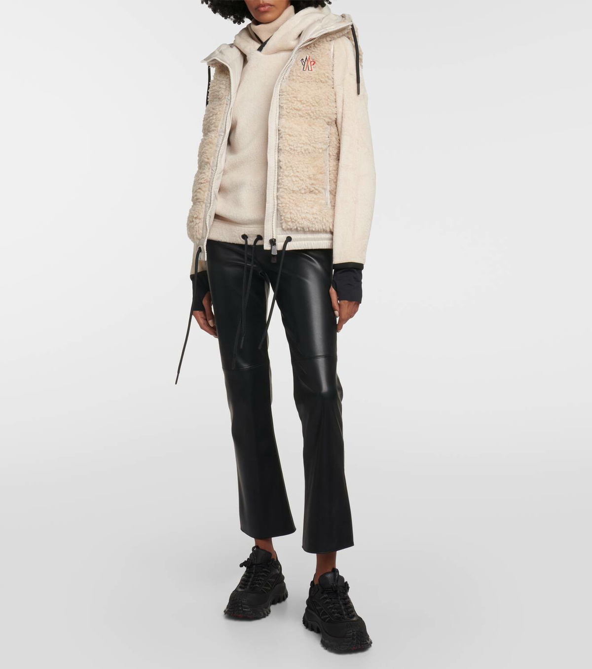 Moncler Grenoble Logo faux shearling down vest Moncler Grenoble