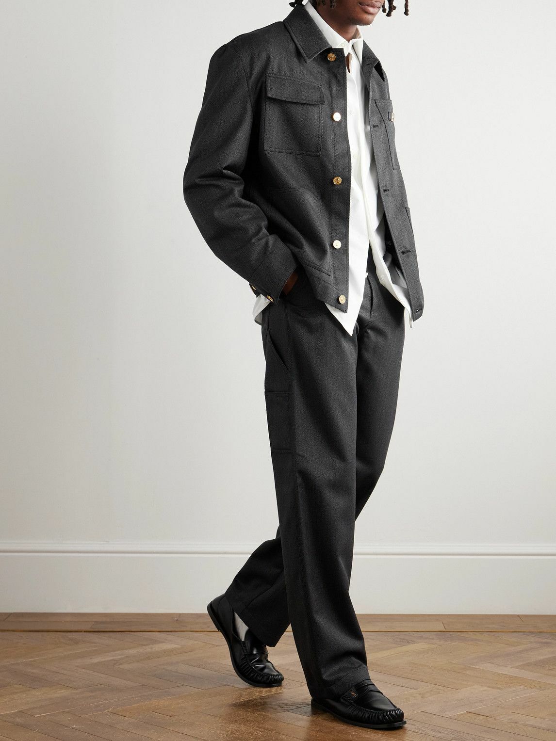 Versace - Straight-Leg Wool-Mouliné Trouser - Gray