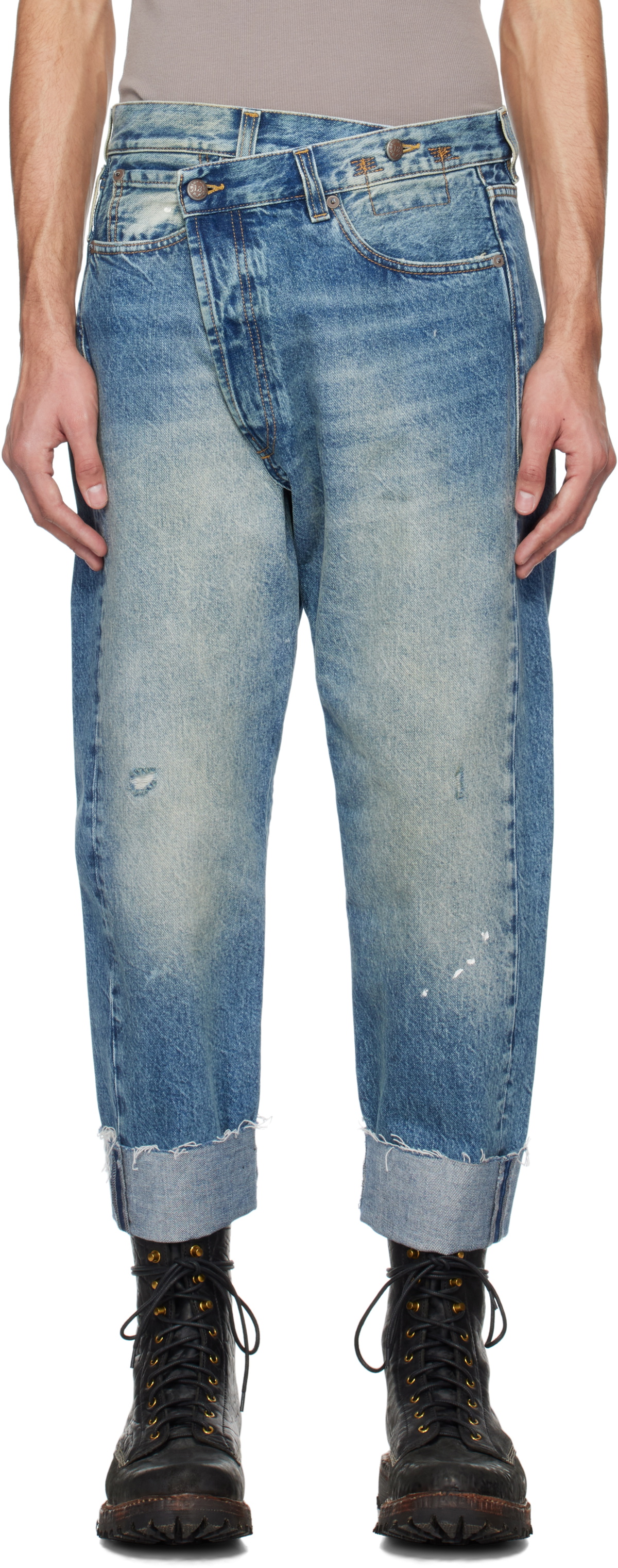【関税込み】R13 ブルー X-Boyfriend ロールアップ ジーンズ X-BOYFRIEND JEANS - ANSEL BLUE - R13