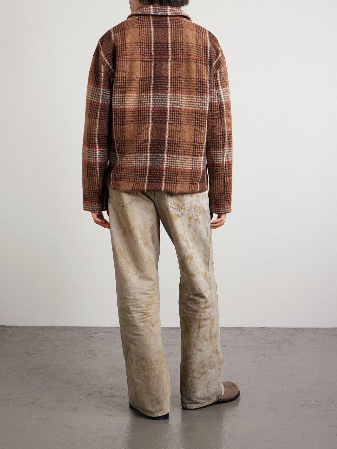 The Elder Statesman - Checked Cashmere Jacket - Brown