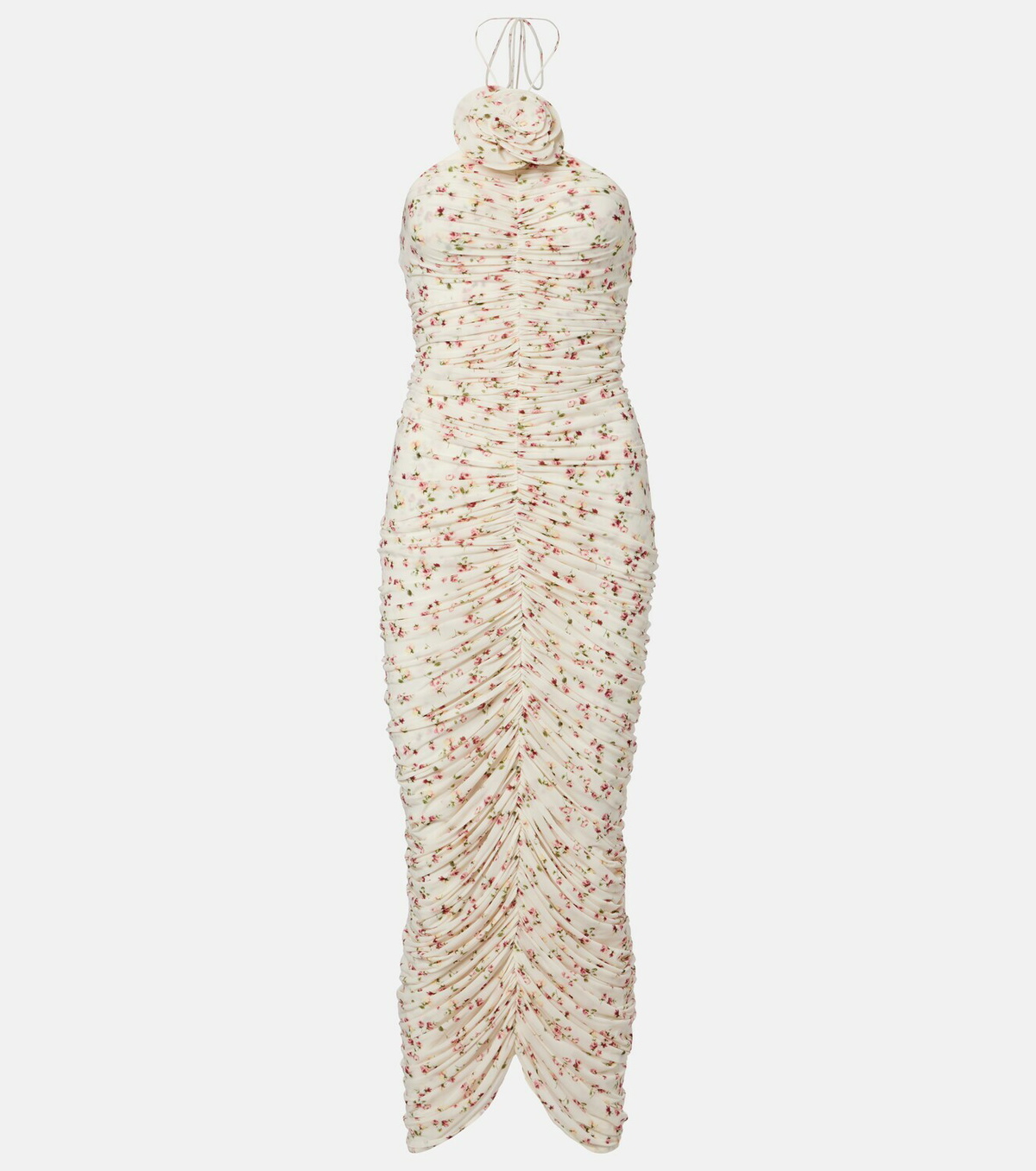 Magda Butrym Floral-appliqué ruched midi dress