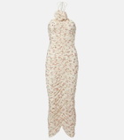 Magda Butrym Floral-appliqué ruched midi dress