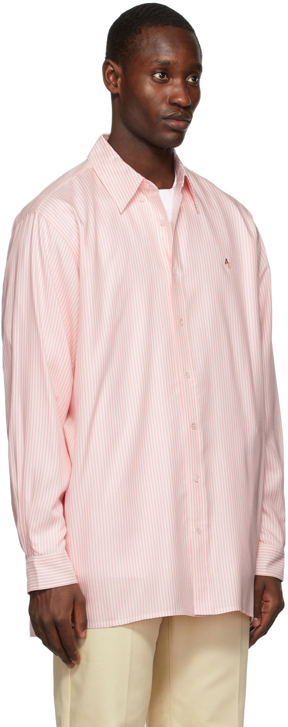 pink striped collared shirt