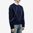 Kenzo Paris Men's Kenzo Sashiko Stitch Crew Knit in Midnight Blue