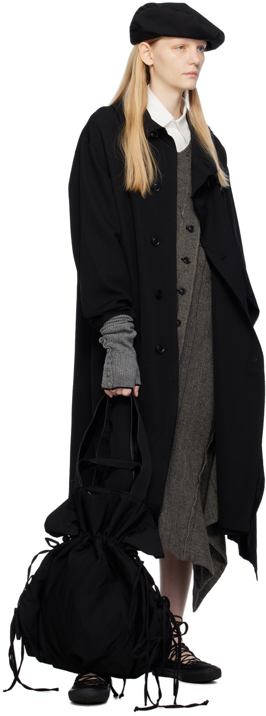 Y's Black Left Flap Coat