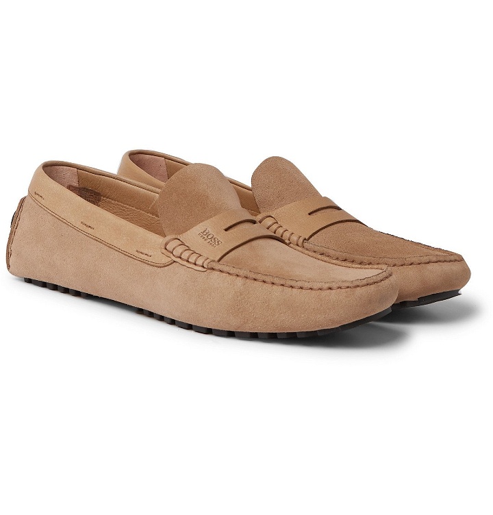 Photo: Hugo Boss - Suede loafers - Neutrals