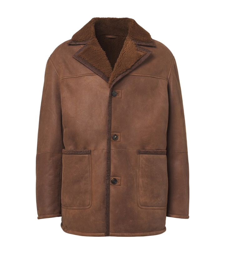 Photo: Etro Shearling-trimmed leather jacket