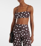 Adriana Degreas Bow-detail polka-dot cotton-blend bandeau top