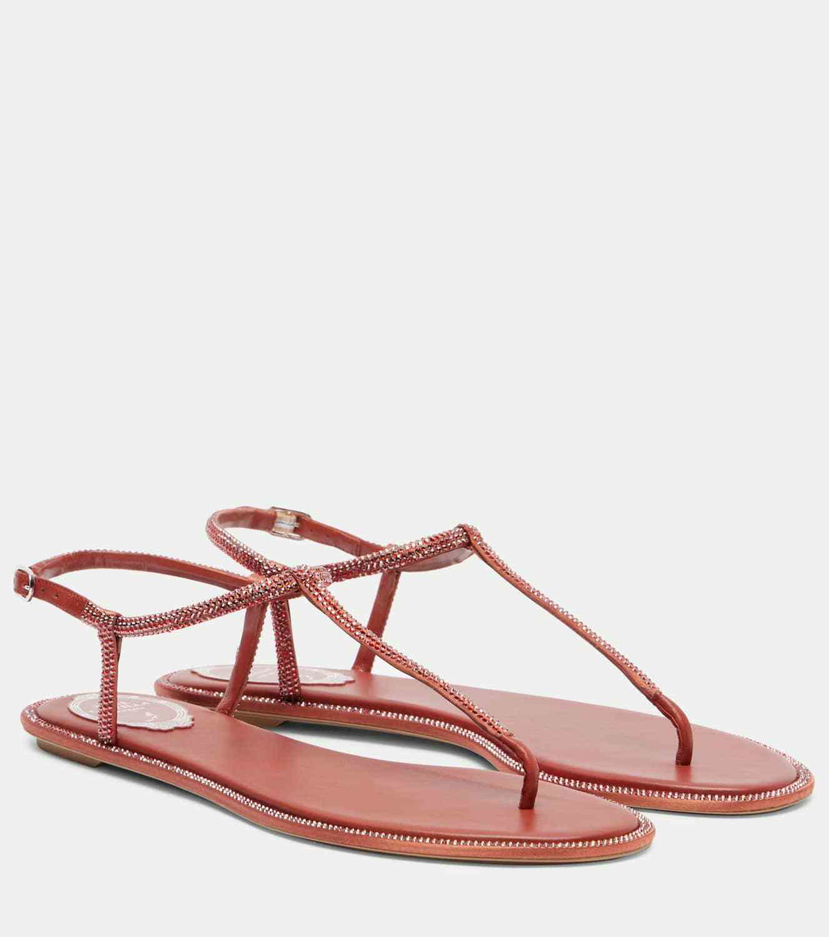 Rene Caovilla Diana embellished satin thong sandals