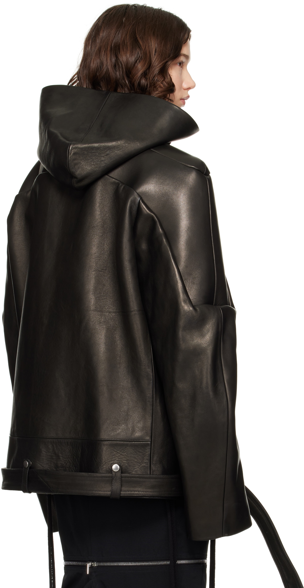 Rick Owens Black Hollywood Jumbo Stooges Cropped Leather Jacket