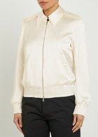 Aaron Esh Blouson Satin Flight Jacket White
