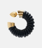 Alaïa Bobine leather-trimmed hoop earrings