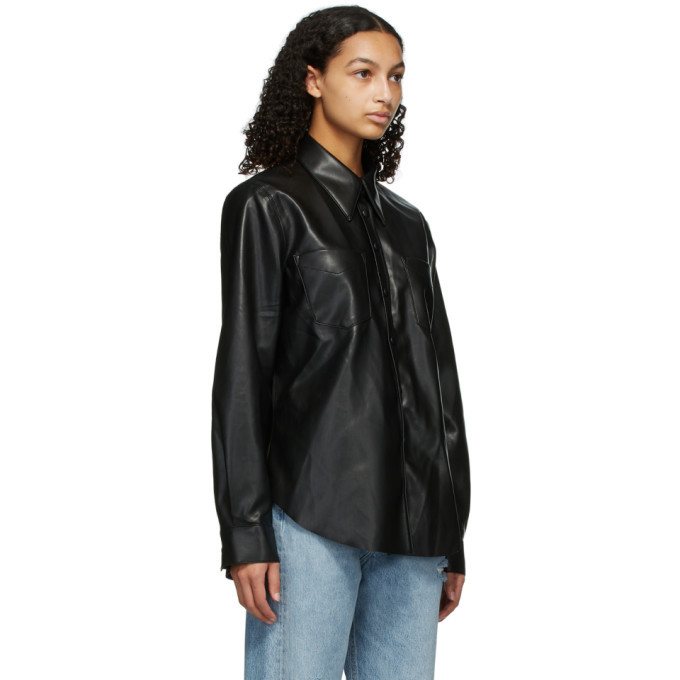 AGOLDE Black Faux Leather Paloma Shirt