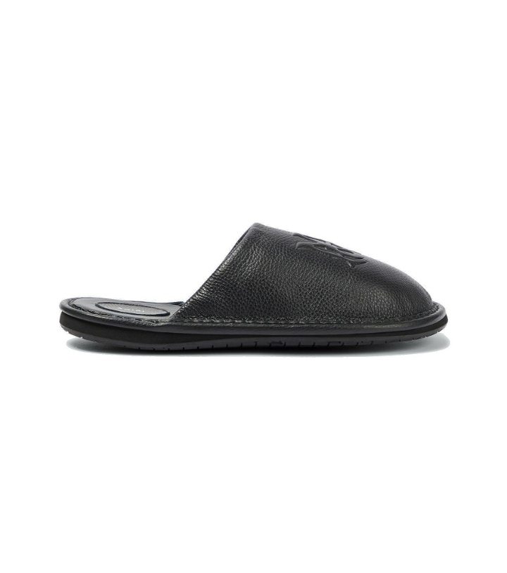 Photo: Amiri - Logo leather slippers
