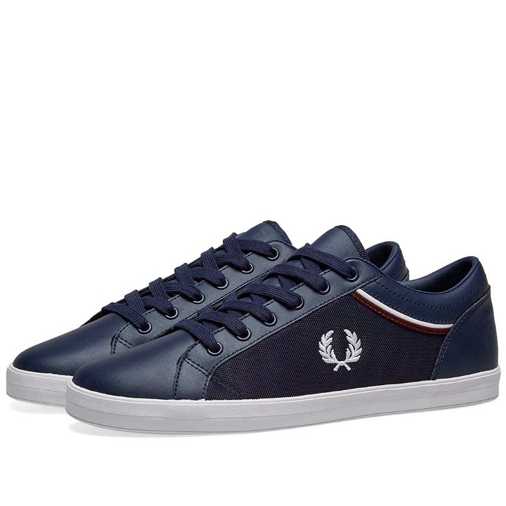 Photo: Fred Perry Baseline Tipped Collar Mesh Sneaker Carbon Blue