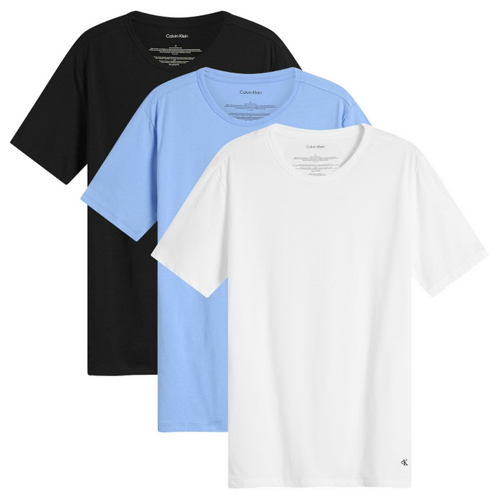 Photo: Calvin Klein Men's Crew Neck T-Shirt - 3 Pack in Black/Blue/White